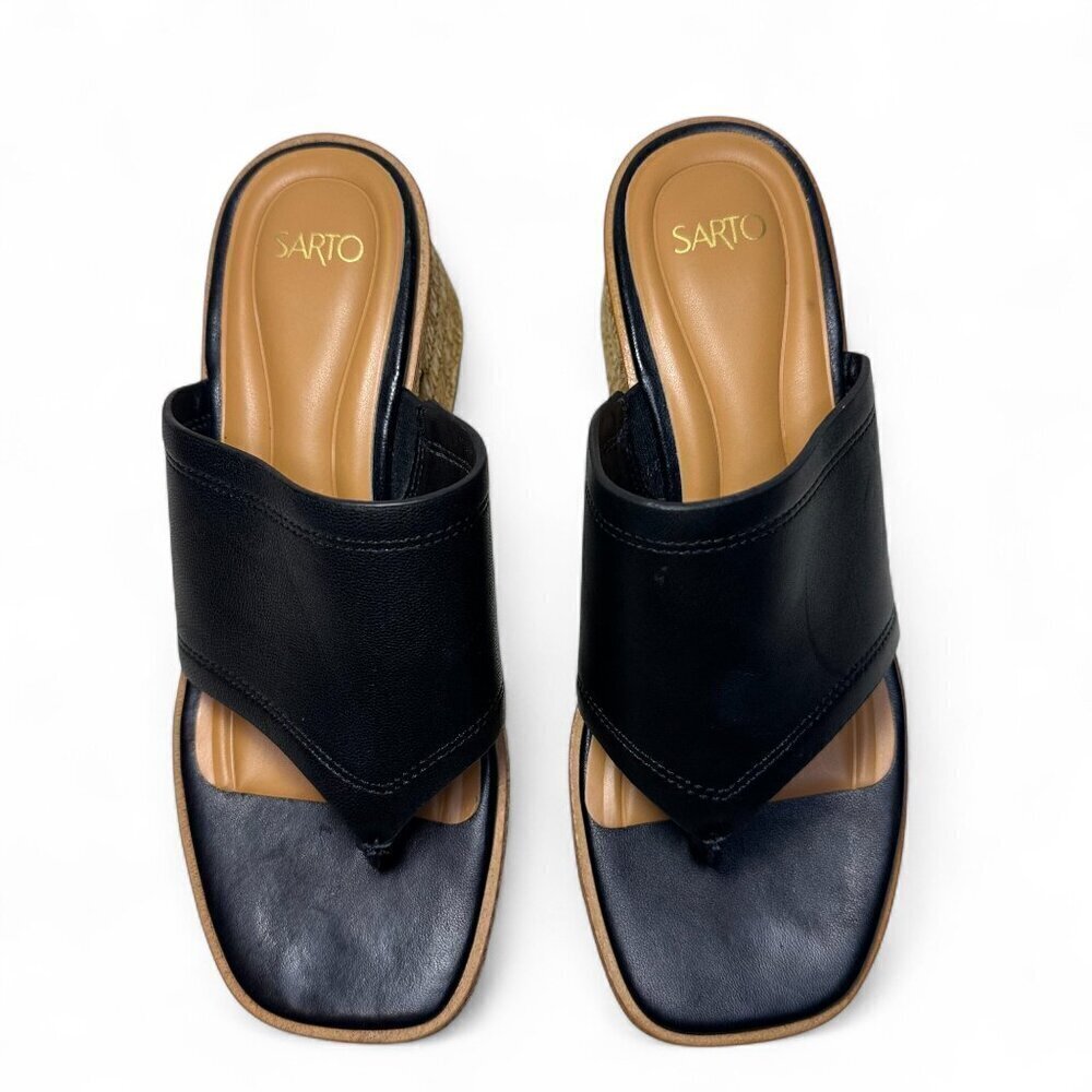 SARTO Ferrara Espadrille Platform Block Heel Sandal, Black, Sz 7.5, NWOB - Picture 4 of 10